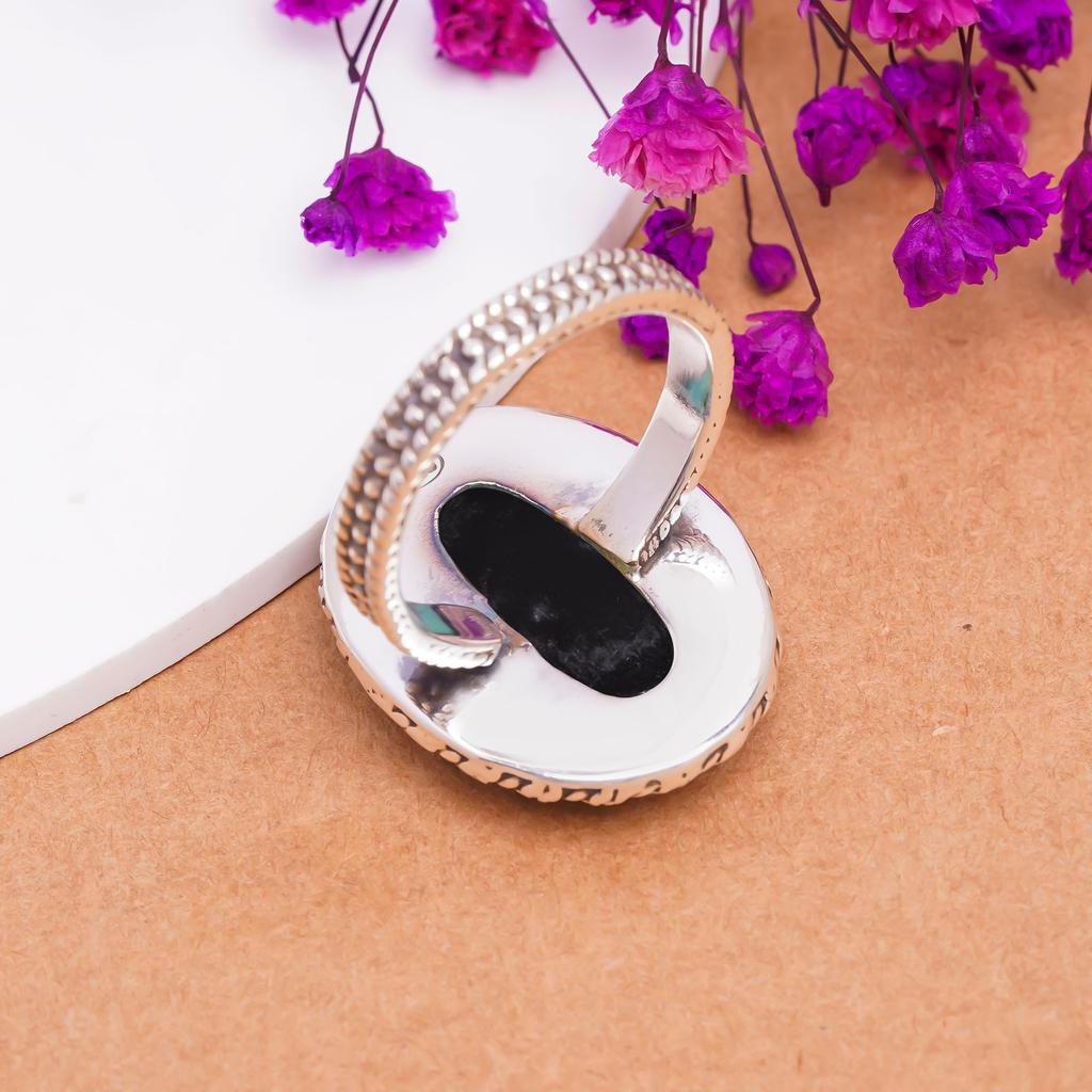 Black Onyx - Brazil Gemstone 925 Sterling Silver Ring V7875, Black Ring, Oval Ring, Valentin's Day Gift, Gift For Her, Birthday Gift, Handmade Jewelry