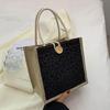 Casual Burlap Handbag Lightweight Shopping Bag Reusable Grocery Beach Bags