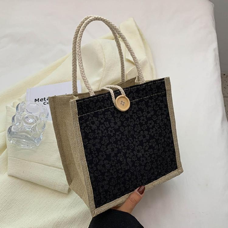 Casual Burlap Handbag Lightweight Shopping Bag Reusable Grocery Beach Bags