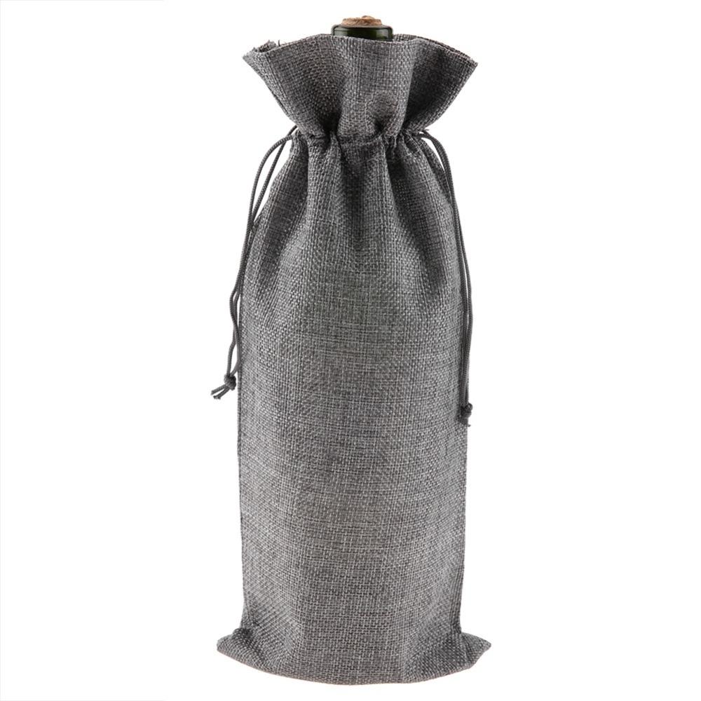 12pcs Grey Linen Fabric Wine Bag Linen Burlap Wine Bag Wine Bottle Gift Bag Housewarming Gift серый