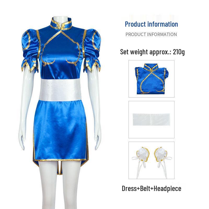 Chun-Li Qipao Swimsuit Cosplay Costume - Street Fighter Chinese Lion Dance Performance Outfit