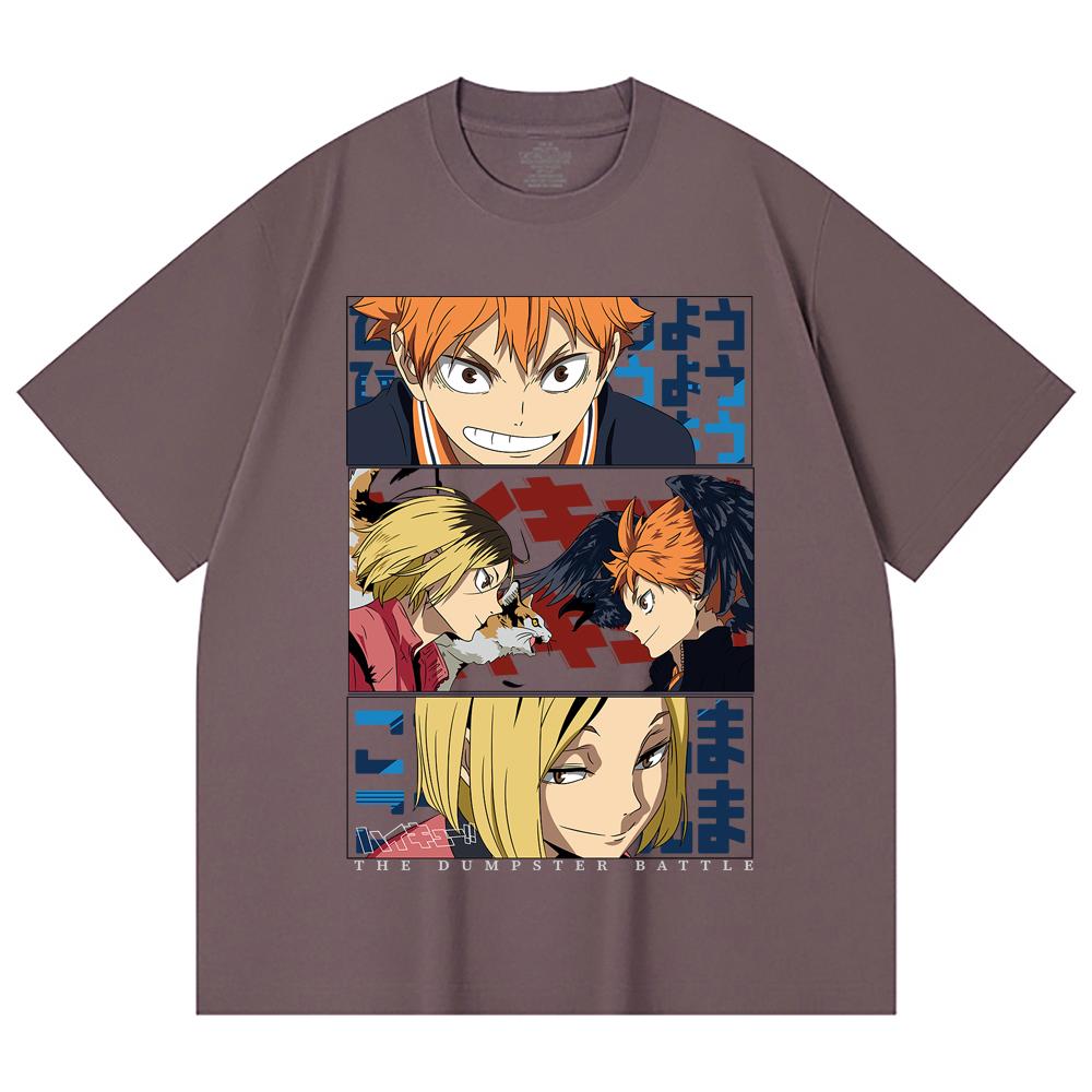 230 Gsm 100% Cotton Haikyu V9 Dumpster Battle Print Unisex Heavy Cotton T Shirt