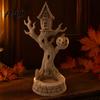 Festive Home Garden Accents 3D Printed Halloween Tree House Ornament with Pumpkin, Spooky Table Unique Gift Ideas Centerpiece, Dead Figurine
