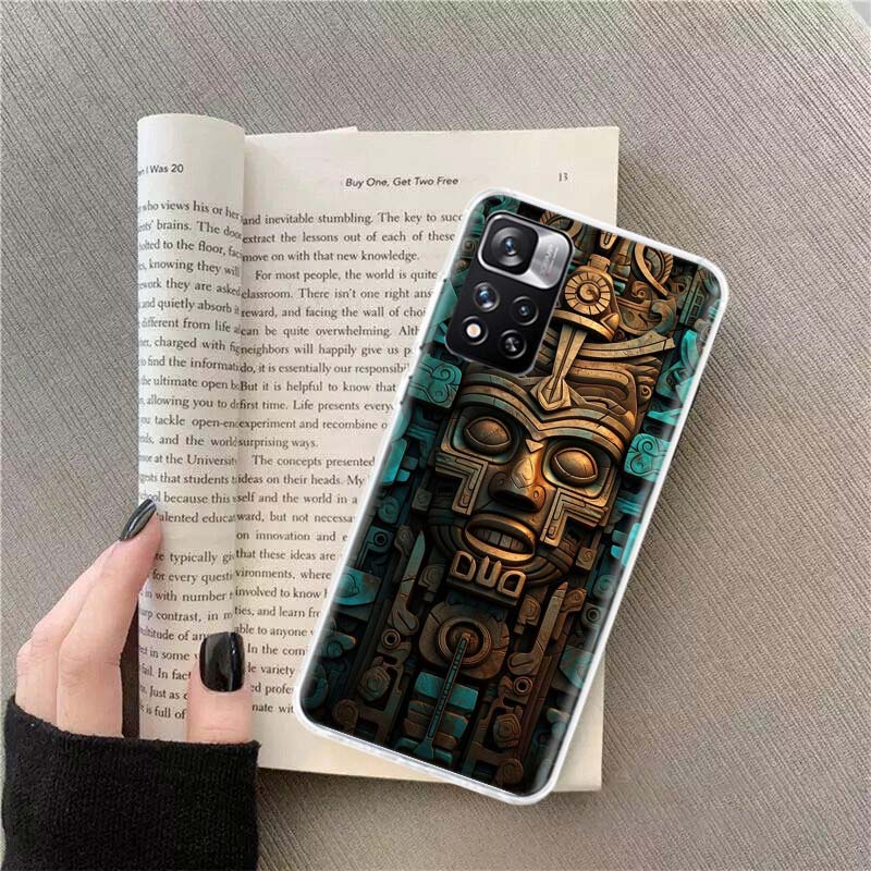 Husă Telefon Piatră Aztecă Maya Pentru Redmi Note 13 12 Pro Plus 14 15 Pro 5G 11 11T 11E 11S 10 Pro 10S 9 9S Cover Cell TPU Transparent Capa