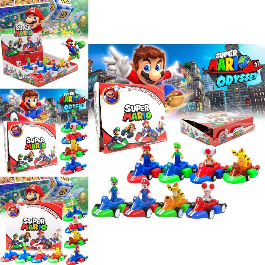 Super Mario Pull-back Kart Toy Model Display Box Interactive Racing Car For Kids