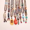 Festival Lucky Gift Party Handmade Nepal Necklace Horn Fish Pendant Mala Wood Bead Buddhist