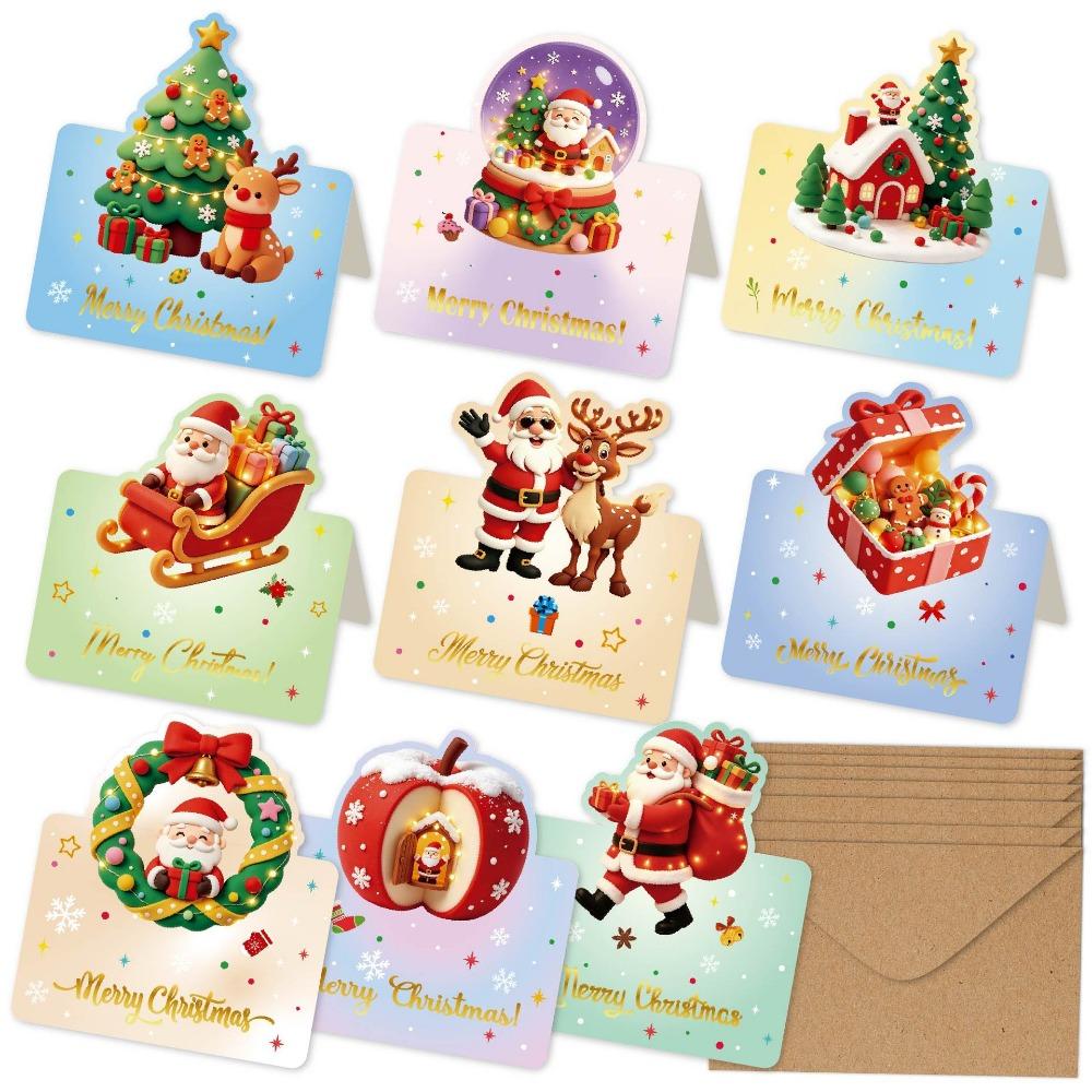 3D Christmas Greeting Cards Multicolor Handwritten Cards Holiday Decor Cards Holiday Decor