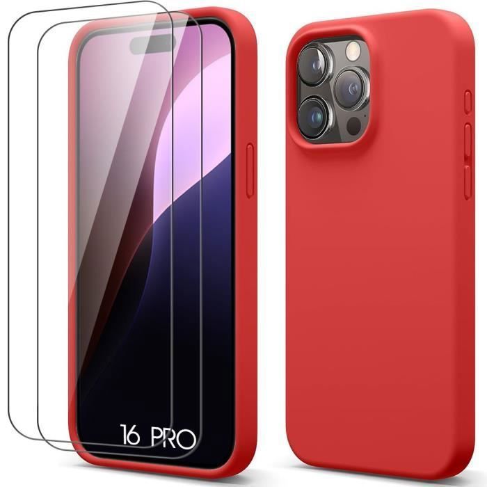 Coque de protection - BOOLING - pour iPhone 16 Pro - Silicone souple - Rouge - Slim