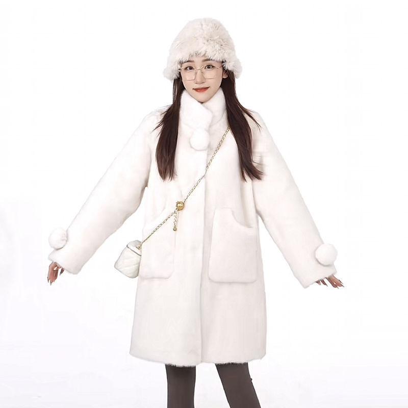 Winter new stand-up collar fur coat women's fur integrated environmentally friendly fur medium and long mink fur coat