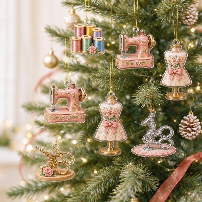 2026 Šicí adventní kalendář 24ks Mini stroj Závěsná ozdoba Vánoční odpočet Slepá krabička