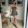 Summer Elegant Y2k Sexy Sleeveless One Peice Dress Women Casual Solid A-line Ruffle Slim Dresses Female Strapless Party Pleated Beach Lady Clothing