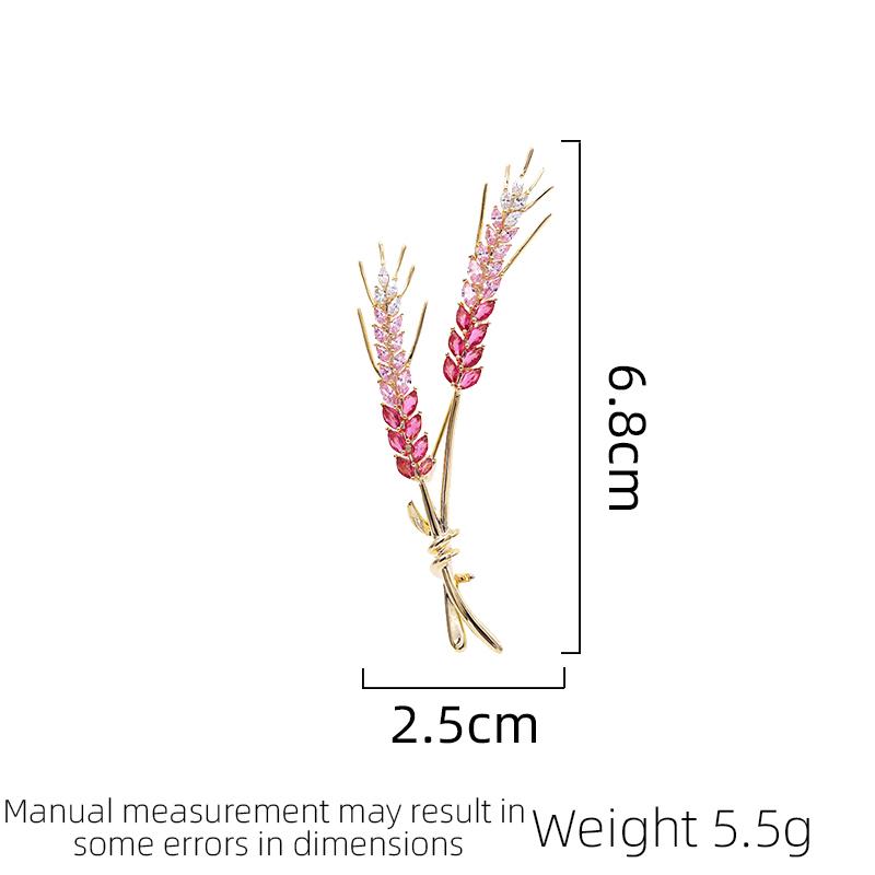 SUYU Luxury Cpper Micro Inlaid Cubic Zirconia Colorful Wheat Brooch Zircon Gifts Clothing Accessories