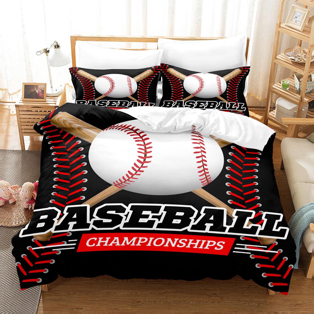 Sports Ball Printing Bed Three-Piece 3D Digital Printing Kit Grinding Quilt Cover