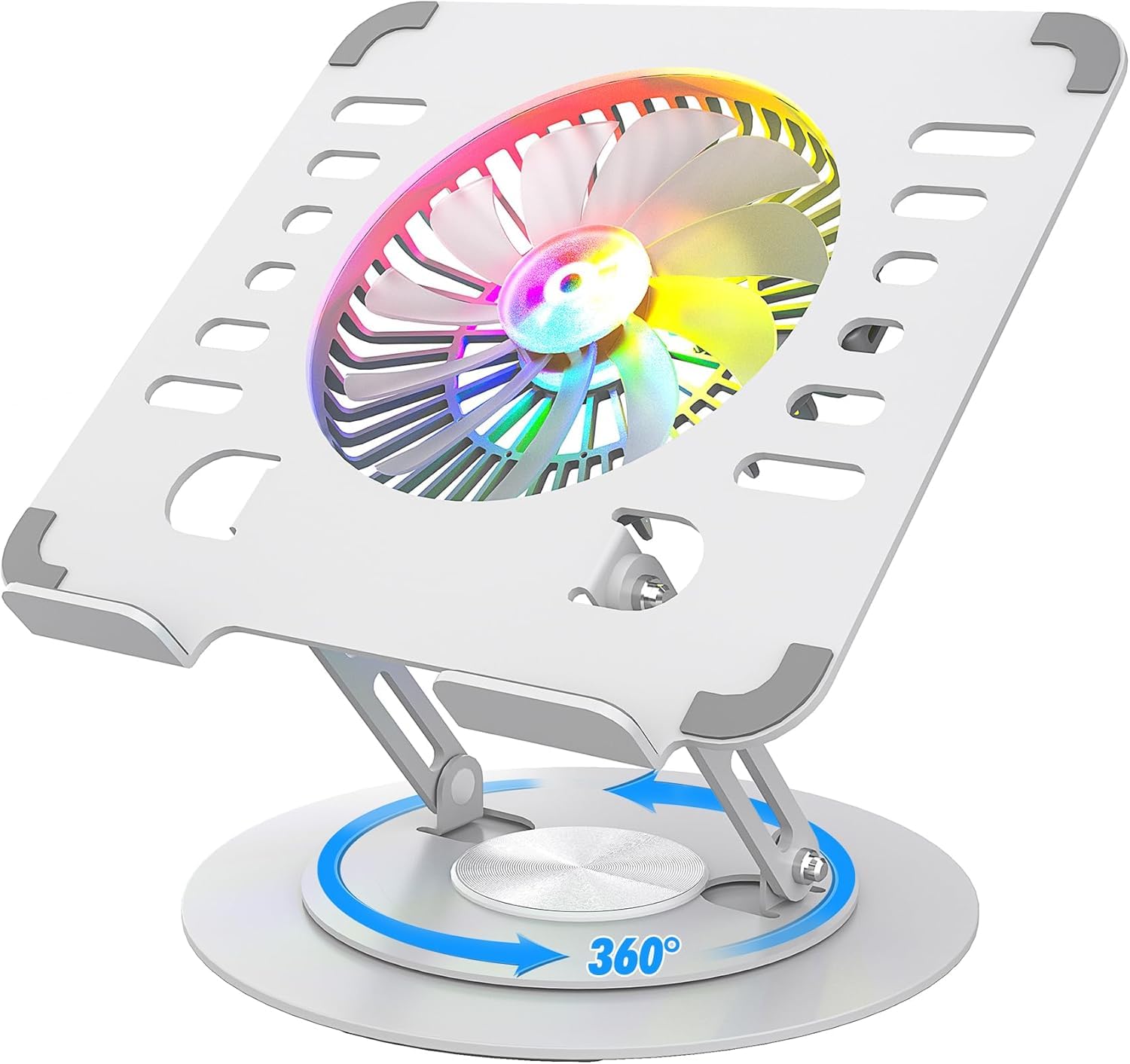 

KKECHR Rotating Laptop Stepless Height and Angle Heat Posture Ergonomic Compatible with Up to inches Cooling Stand, 360° Rotation, Foldable,