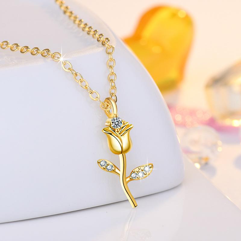 925 Sterling Silver Moon Necklace Pendant Zircon For Women Fashion Exquisite Student Girlfriend Jewelry Accessories Heart GiftGood Product