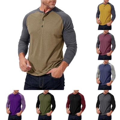 Men's Casual Sporty Color-blocked Top, Men's Round-neck Long-sleeved Top