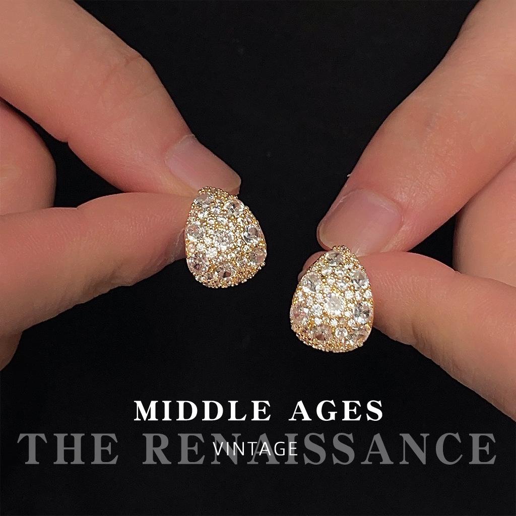 Средневековый флеш~ тяжелая промышленность циркон темперамент серебряная игла серьги Французские ретро серьги