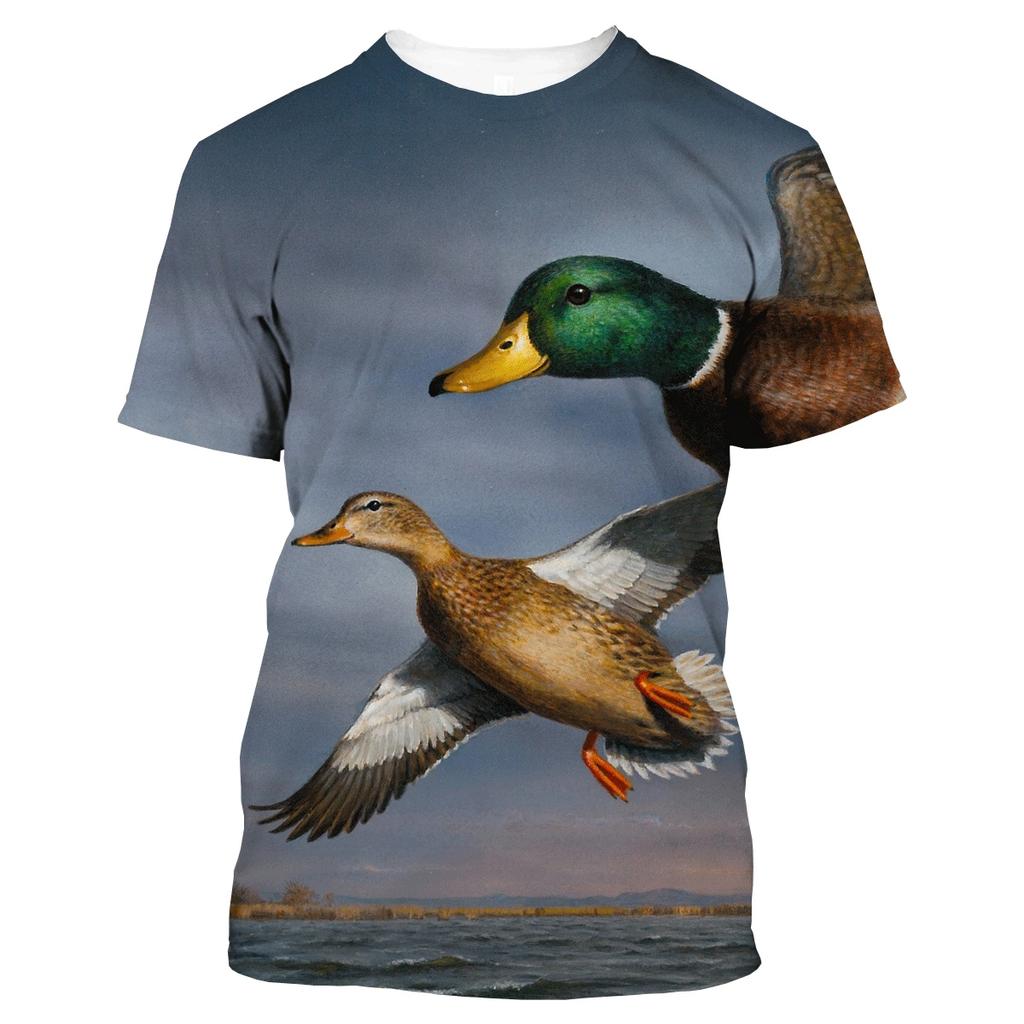 2025 Men's 3D Printed T-Shirt Summer New Fashion Hunting Wild Duck Couple Casual Short Sleeve T-Shirt Clothing