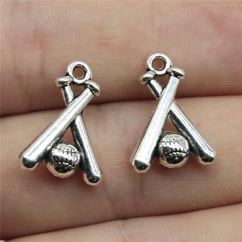 20pcs Sport Charms Baseball & Softball Charms Antique Bronze Silver Color Pendants DIY Crafts Making Findings For Jewelry Making