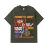 275 GSM Washed T-shirts 100% Cotton One Piece V27 Luffy Print Unisex Heavy Cotton T Shirt