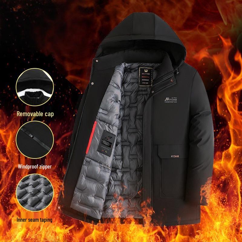 2025 Autumn/Winter Men's Thick Warm Mid-Length Cotton-Padded Jacket