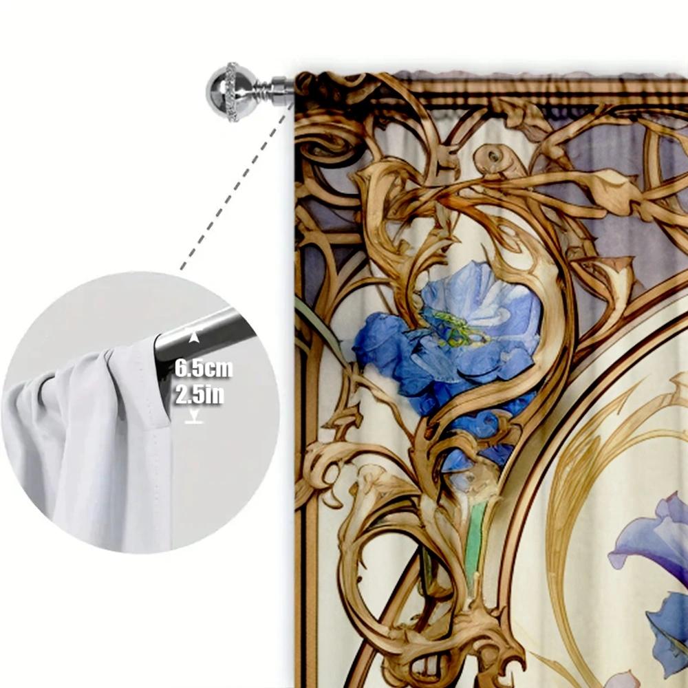 2 шт. Стильные великолепные цветочные напечатанные шторы для домашнего декора - Карманные шторы для окон в спальню, кухню, гостиную