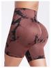 Snow Fox Tie-Dye High Waist Tummy Control Yoga Shorts - Women's Fitness Peach Butt Shorts