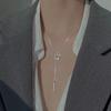 925 Silver Geometric Square Necklace Long Tassel Chain Wedding Jewelry Sweater Chain for Women