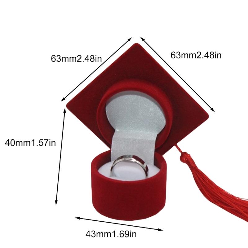 Rings Box Graduation Bachelor Hat Jewelry Packging Box Wedding Engagement Earring for Special Occasion
