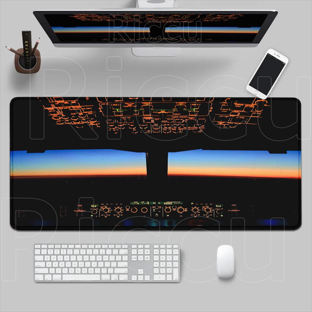 HD Airplane Speedometer Mouse Pads Plane Instrument Panel XXL Mousepad Non-slip Rubber Desk Mat Pc Gamer Deskmat Cockpit Playmat