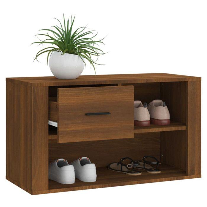 816759 vidaXL Shoe Cabinet Brown Oak 80x35x45 Cm Engineered Wood