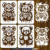 4Pcs 4 Styles PET Hollow Out Drawing Painting Stencils for DIY Scrapbook Photo Album Bear 297x210mm 1pc/style