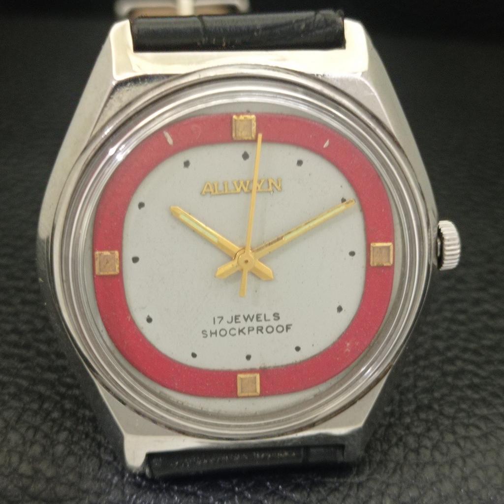 VINTAGE ALLWYN HANDAUFZUG 6300A INDIEN HERREN WEISSES ZIFFERBLATT UHR a703948-1