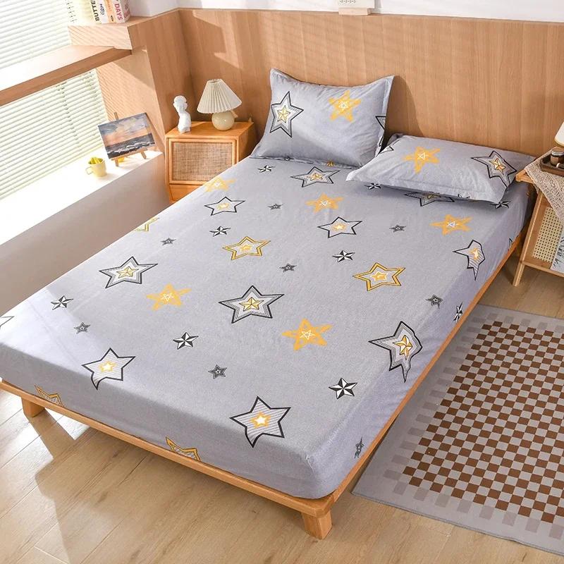 Waterproof Fitsheet Single Double King Size Mattress Cover With Elastic Band Bedsheet High Quality Printed Fitted Sheet