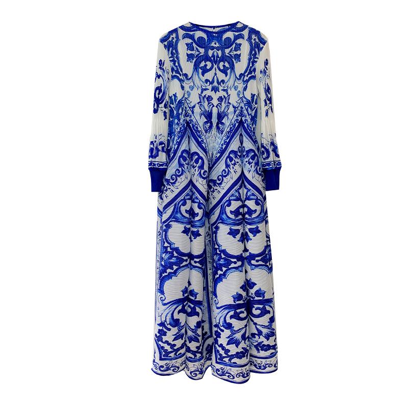 2024 Damen Herbst Laternenärmel Rundhals Langes Muslimisches Kleid - Elegant & Bequem