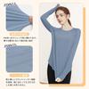 THREEGUN Yoga Long with Thumb Size M Women's Loose-Fit T-Shirt, Sleeve, Holes, Stretch, Cooling, Quick-Drying, (Blue)
