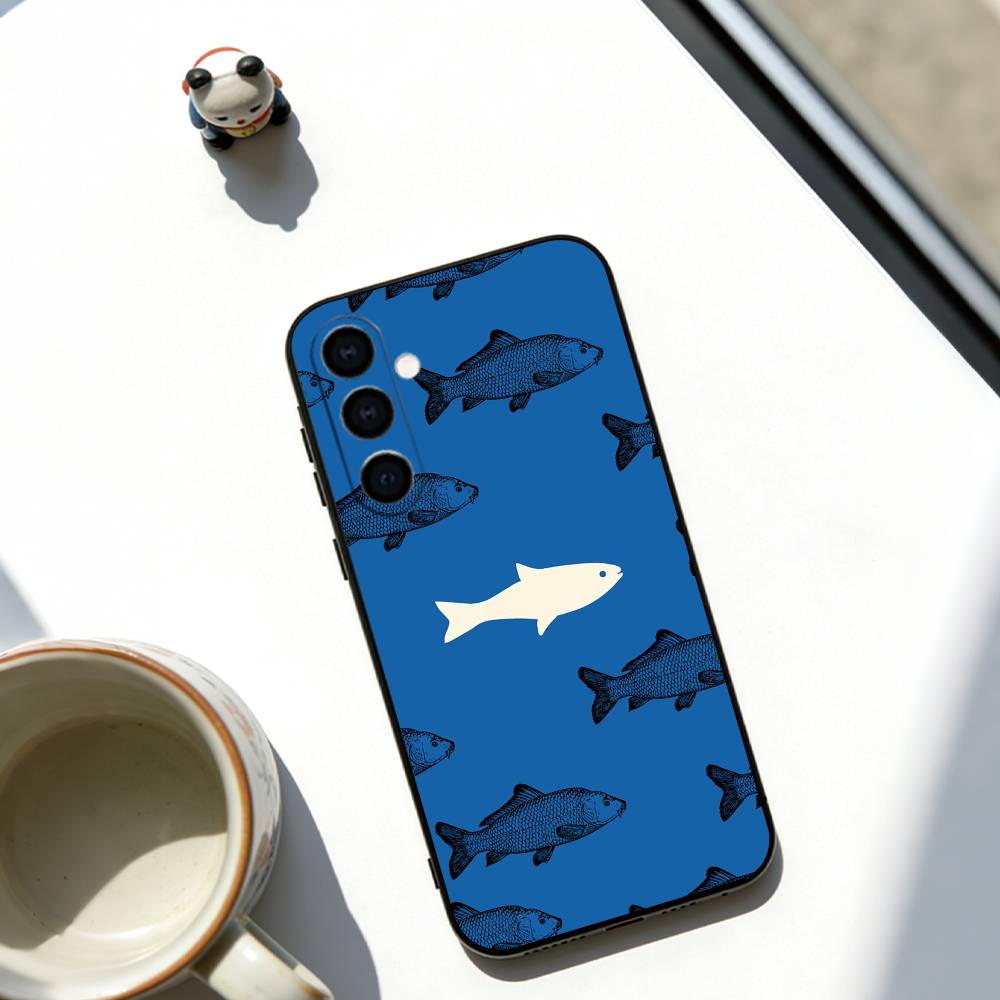 Small Fish Phone Case For Samsung Galaxy A73,A72,A71,A70,A53,A52,A51,Others Soft Black Cover