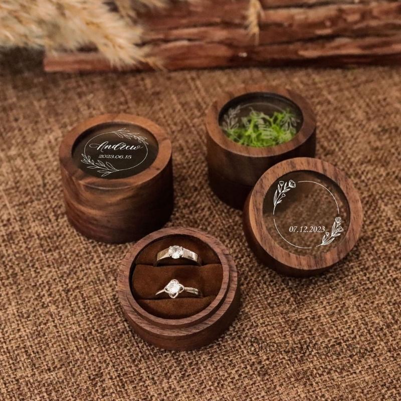 Rings Display Box Wood Rings Storage Case Jewellery Organiser Storage Chest For Engagement Proposal Jewelry Display
