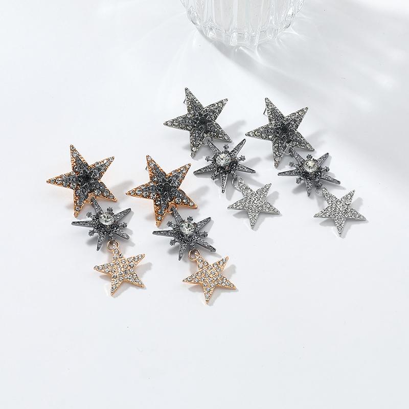 Sparkly Crystal Rhinestone Stars Drop Earrings For Women Fashion Holiday Party Jewelry Gifts