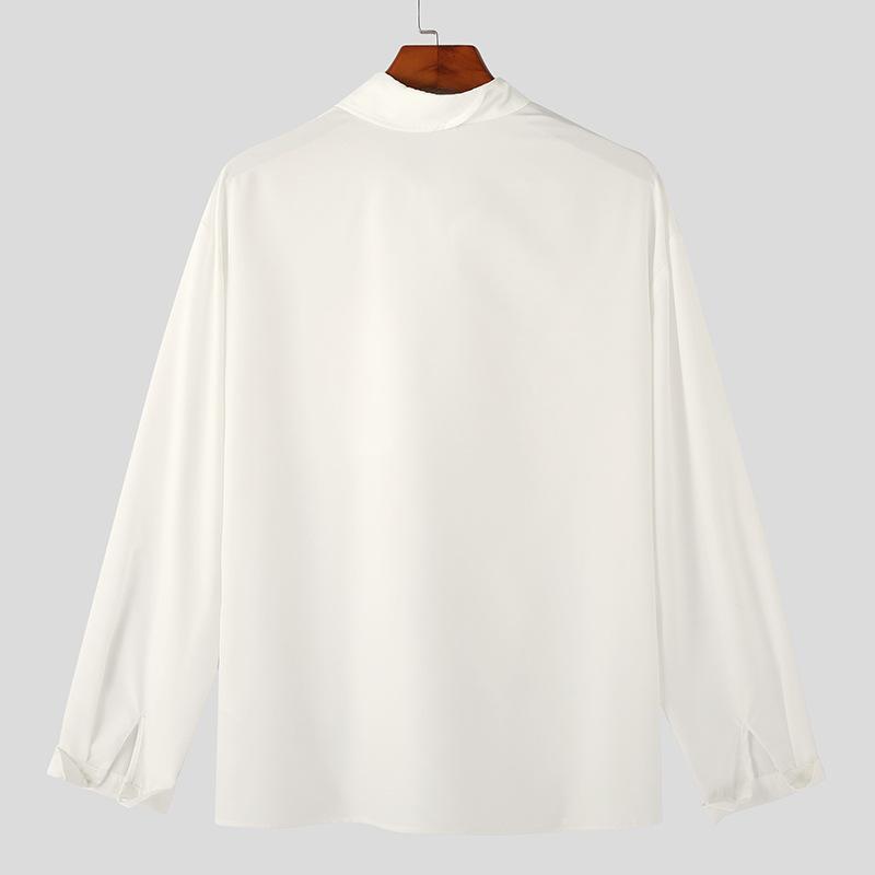 2026 Spring and Autumn New Design Irregular Collar Men's Shirt, Unique Buttoned Long Sleeve Shirt