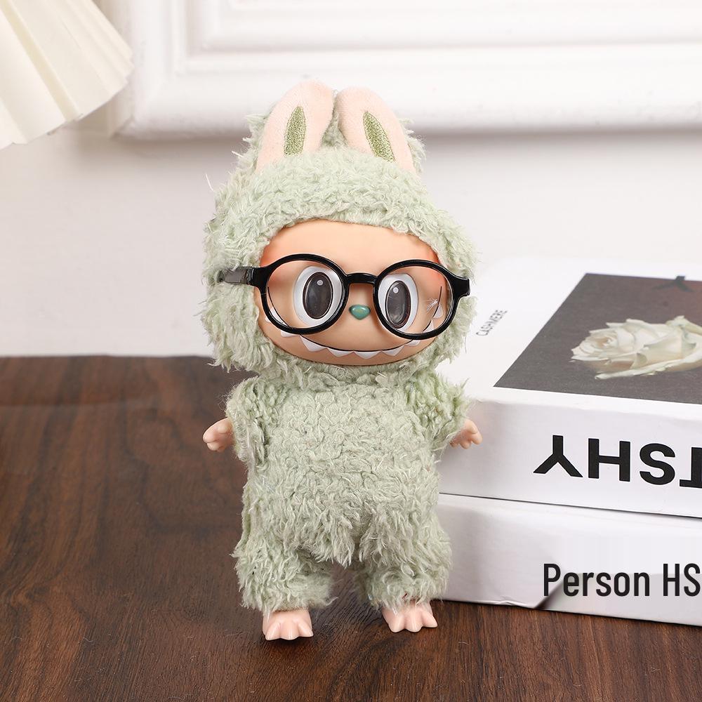 

17СМ Підвіска Лабубу та Окуляри: Заміна ляльки-сюрпризу Макарон 1-го та 2-го покоління Black Frame Clear Lens Glasses