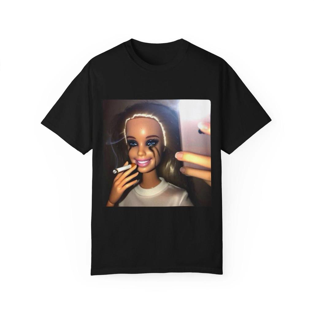 Funny Doll Meme TShirt Men Women Smudged Makeup Selfie Cigarette Graphic Tee Streetwear Short Sleeve Casual Oversized Top
