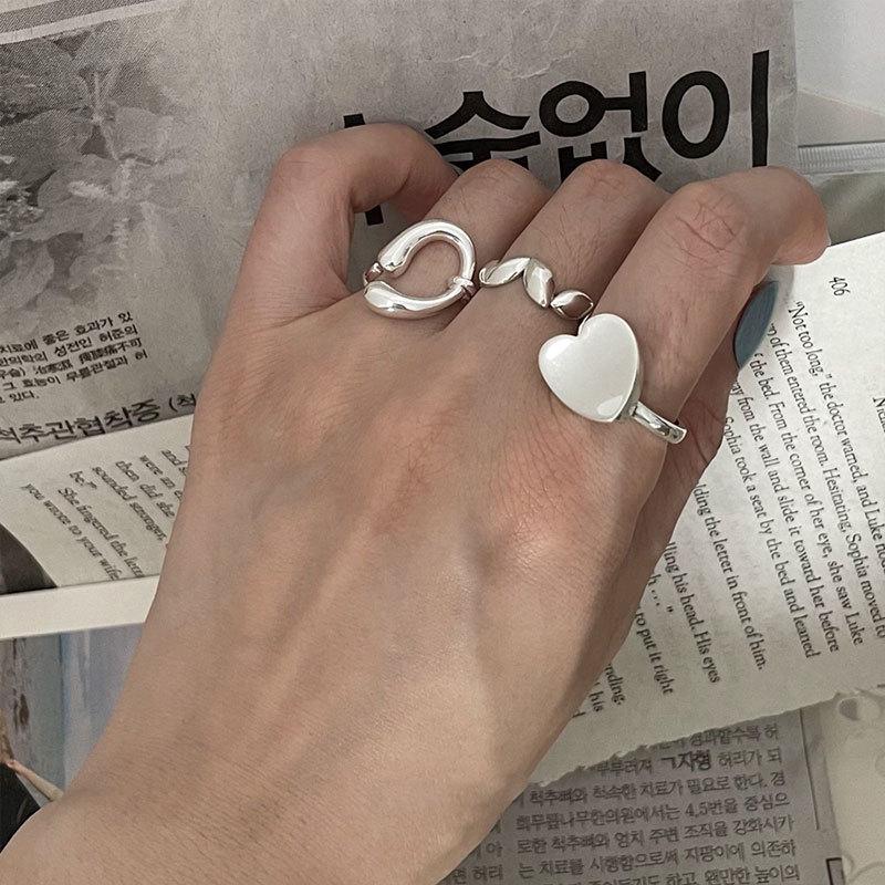 925 Sterling Silver Women's Heart-Shaped Irregular Adjustable Ring - Versatile, Simple, and Stylish.