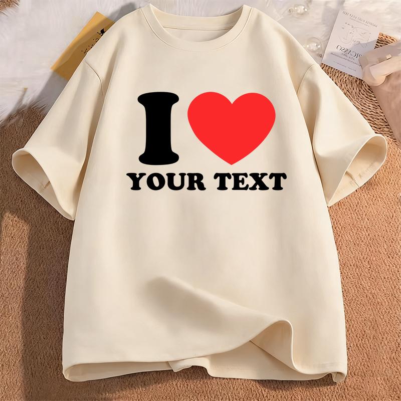 Women's Clothing I Love Your Text Pattern Print T-shirt Summer Funny Fashion Casual Oversize Tops O-Neck Short Sleeve T-shirts