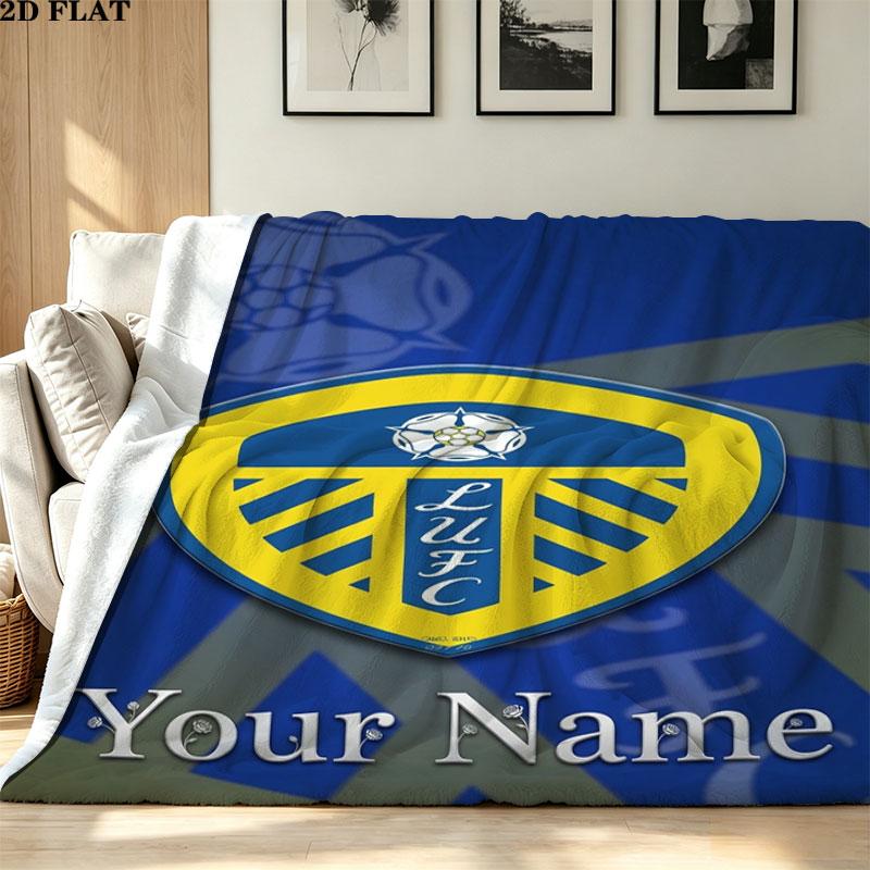 1PC Leeds United Custom Name Patterned Flannel Blanket Suitable For All Seasons for Home Decor Warmth and Comfort Gifts Holiday Present