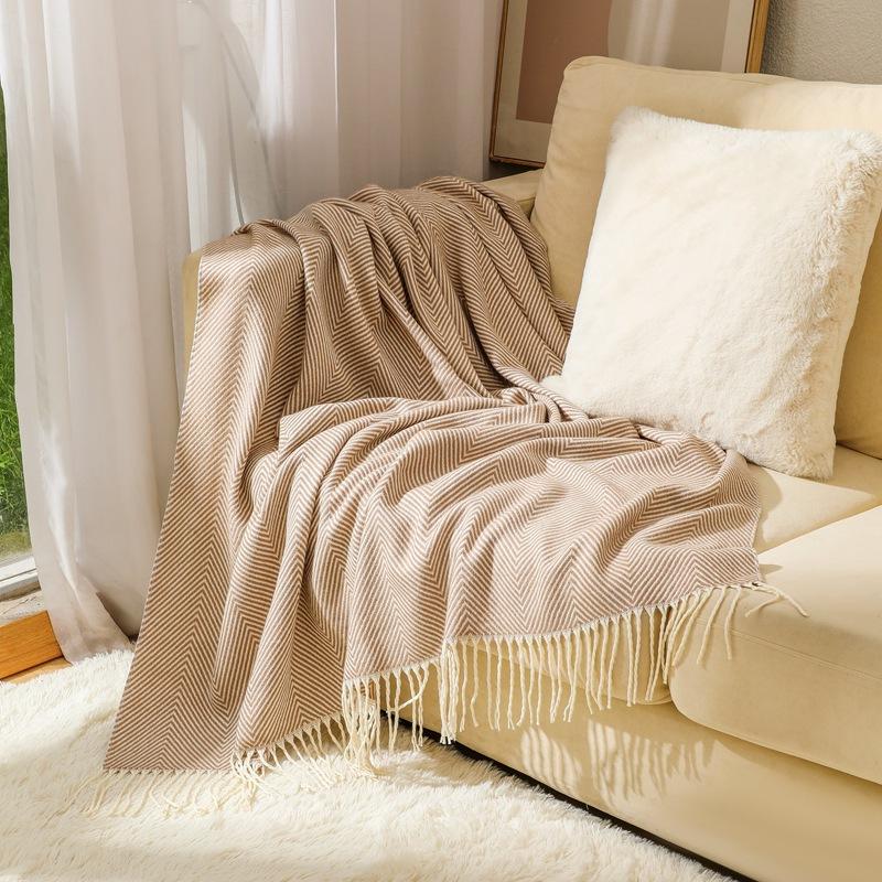 Coperta Multiuso Divano Estiva Fresca Coperta per Condizionatore Morbida Coperta Tessuta per Divano Asciugamano per Fondo Letto Sciarpa Coperta per Riposo in Ufficio