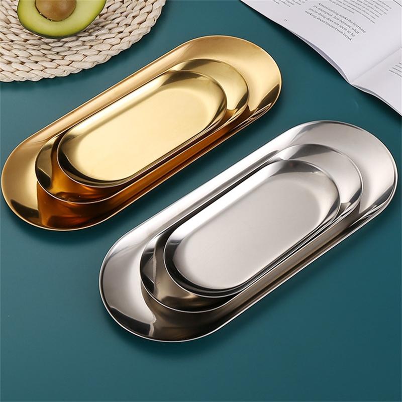 S/L Gold Edelstahl Nailart Ausrüstung Platte Kosmetik Aufbewahrungstablett Arzt Chirurgisch Dental Tablett Nagel Schale Maniküre Werkzeuge