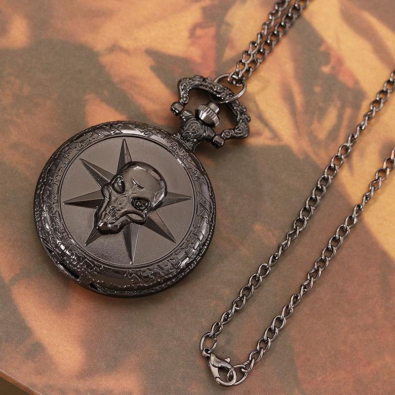 1 шт. модные классические черные мужские часы с кварцевым ожерельем и подвеской — фото 5