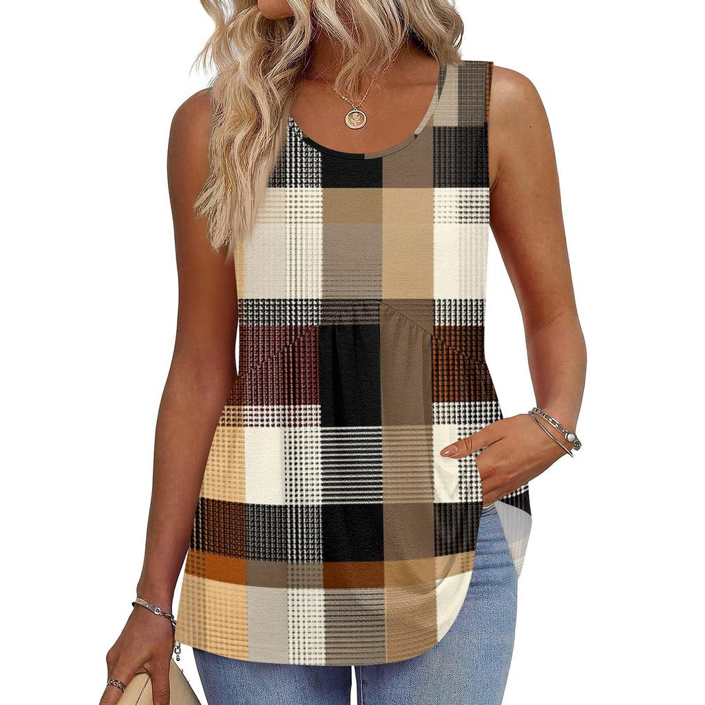 Tanktop mit quadratischem Kragen, bedruckt, lässig, lockere Passform, ärmelloses Shirt