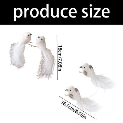 2PCS Realistic White Bird Ornament Christmas Wreath Decors User Friendly Craft Supplies Perfect For Secret Santa Gift Exchanges